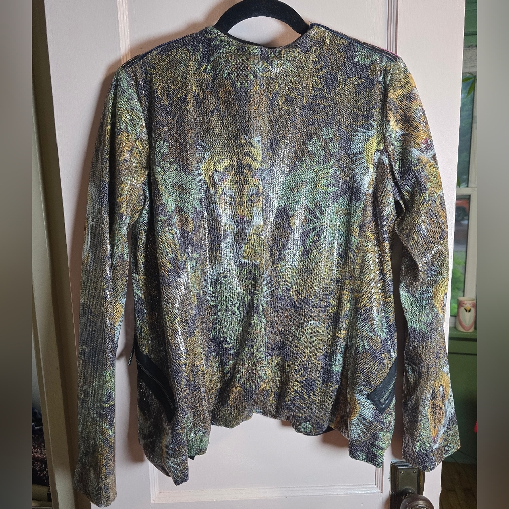 Custo Barcelona Sequin Tiger Embroidered Blazer Size 38 - Picture 2 of 6